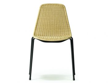 Basket Outdoor Chair Wheat Polyethylene Seat Black Frame by Feelgood Designs image