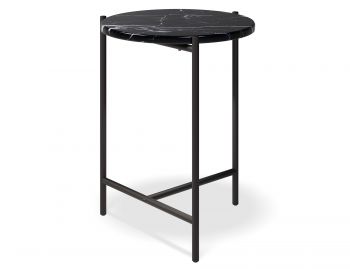 Nexus Black Marquina Marble Round Side Table by Bent Design image