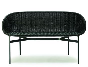 Clara Indoor Bench Graphite Rattan Seat Charcoal Frame image