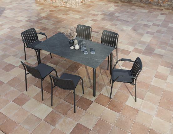 L 4 Roku Diningtable Basalt 160 Chairs Pad Charcoal Charcoal Residential