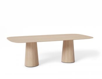 P.O.V. Table 464 Rectangle (Heavily Rounded Corners) 120cm x 240cm -  Solid European Oak Top / Natural Base  image