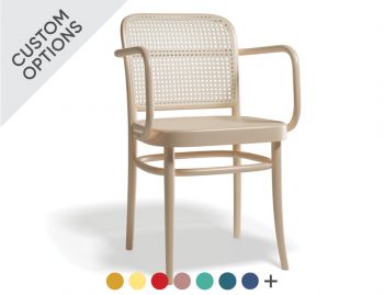 811 Hoffmann Armchair with Wood Seat and Cane Backrest by TON image