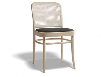 811 Hoffmann Natural Dining Chair with Black Upholstered Seat and Cane Backrest by TON image