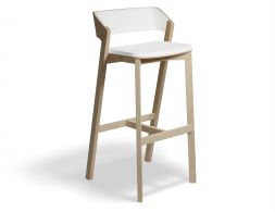 Bar Merano Natural New Oak Barstool White Pad 1