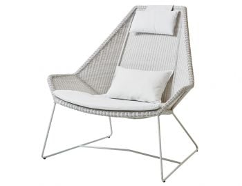 Breeze Outdoor Highback Chair White Grey With 3 Piece Cushion Set by Strand & hvass For Cane-line  image