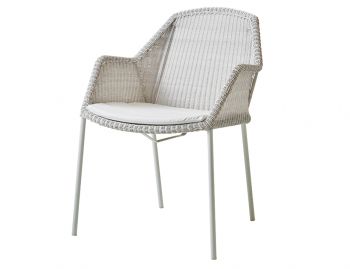 Breeze Stackable Outdoor Dining Chair White Grey With Seat Cushion by Strand & hvass For Cane-line  image
