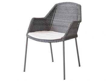 Breeze Outdoor Stackable Dining Chair Light Grey With Seat Cushion by Strand & hvass For Cane-line image