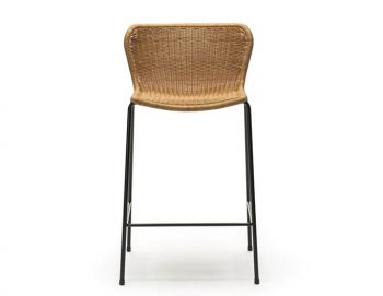 C603 Bar Stool Natural Rattan Slimit Seat Black Frame by Feelgood Designs image