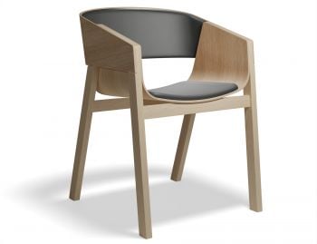Merano Natural Oak Armchair w Black Pad by Alex Gufler for TON image