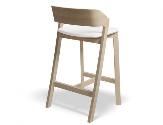 Merano Natural Oak Counterstool White Pad Back