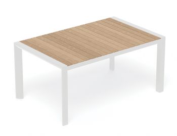 Vydel Outdoor Solid Teak Dining Table 160cm x 100cm Matt White Aluminium by Bent Design image