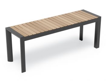 Vydel Outdoor Solid Teak Bench Seat 120cm Matt Charcoal Aluminium by Bent Design image