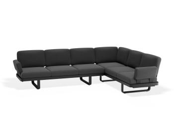 Delmar Config E - Outdoor Modular Sofa in Charcoal - Granite Grey Cushions by Bent Design image