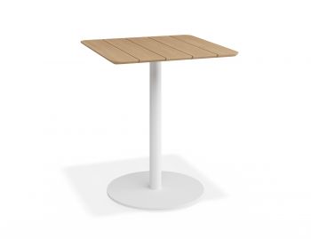 Roku Cafe Outdoor Teak Table Matte White by Bent Design image