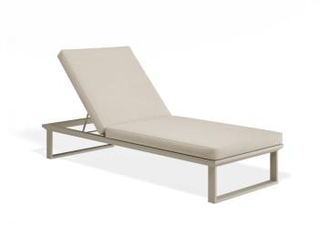 Serra Outdoor Sun Lounge Latte Aluminium with Husk Cushions by Bent Design image