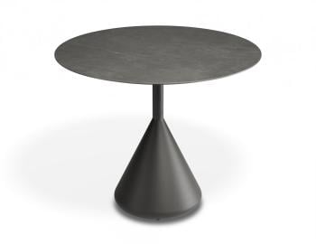 Kora Outdoor Cafe Table 90m Dia Matt Charcoal with Basalt Ceramic Top by Bent Design image