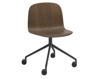 Visu Wide Chair in Wood with Swivel Base and Castors by Mika Tolvanen for Muuto image